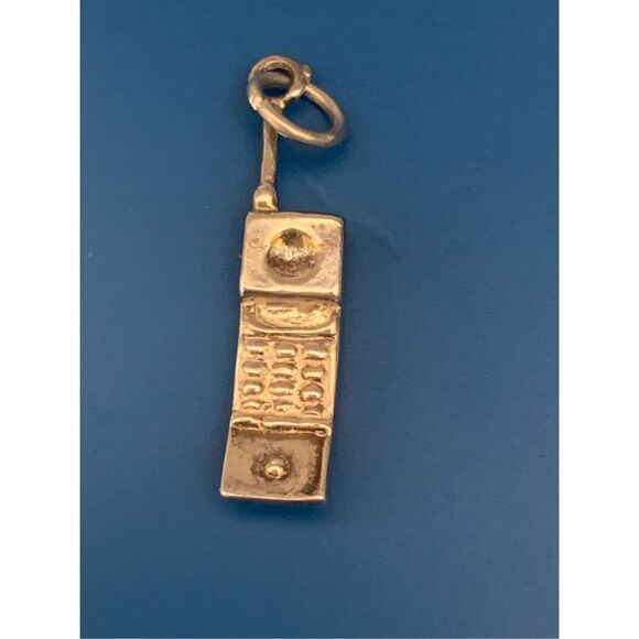 .925 Cell Phone Sterling Silver Jewelry Charm #phone #gadget - Picture 1 of 6